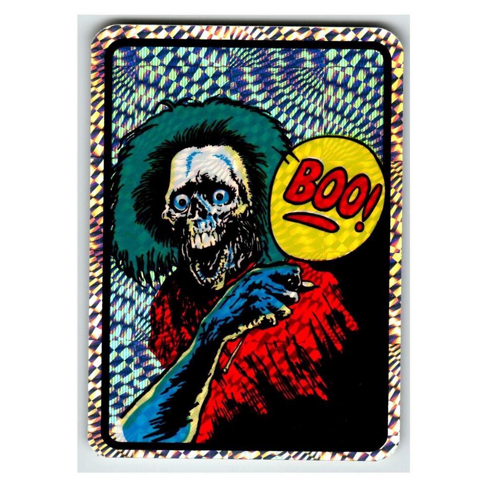 Holographic Prismatic Zombie BOO! Sticker Single Non-Sport Horror Cartoon